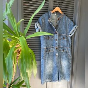 Denim Button-Up Romper